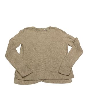 Madewell Button Back Sweater L Cotton Knit Beige